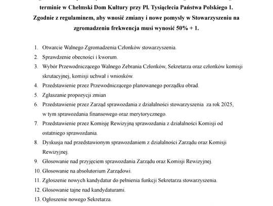 ZAPROSZENIE NA WALNE ZEBRANIE CZŁONKÓW